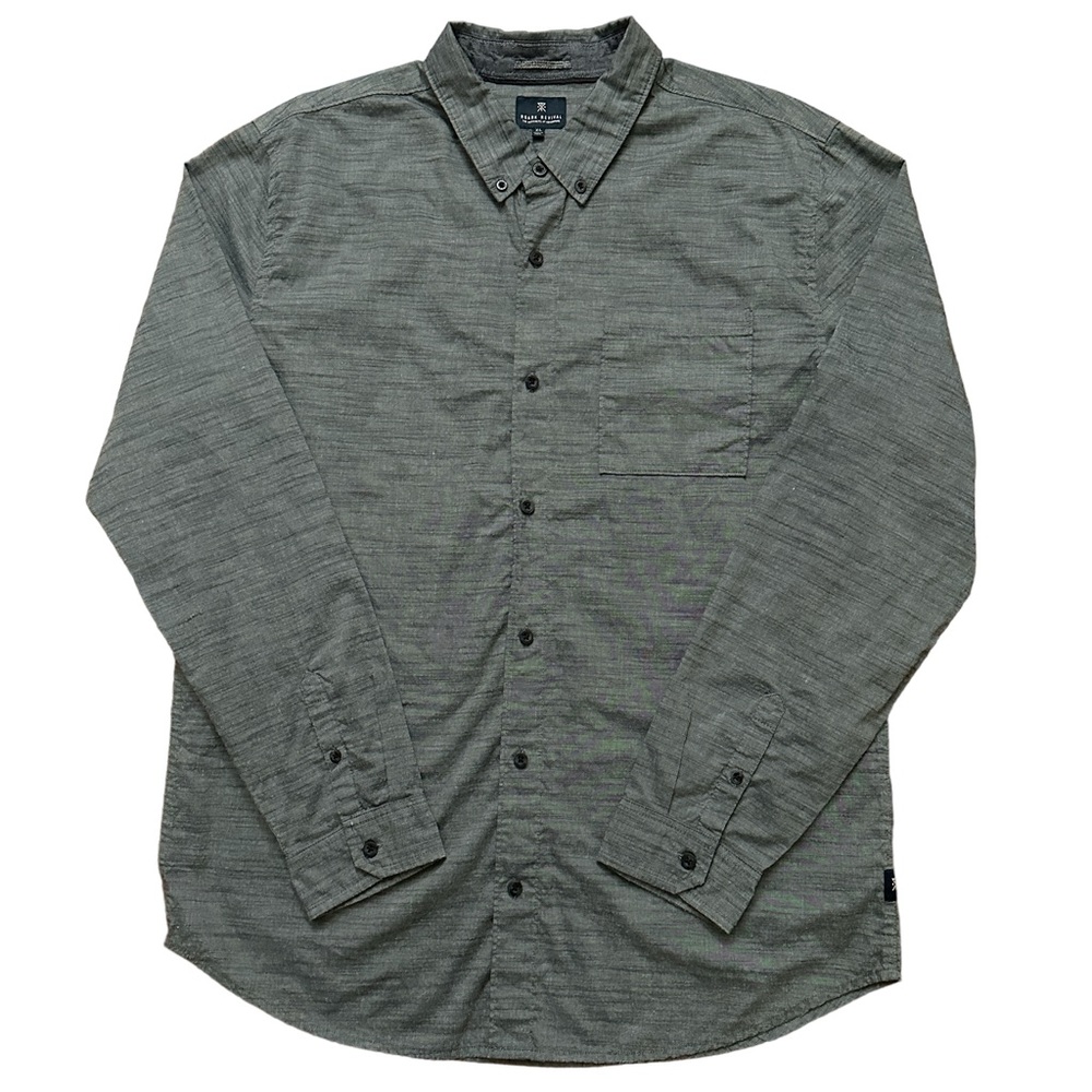 Roark Revival Shirt Mens XL Long Sleeve Button Down Pocket Gray Cotton Polyester